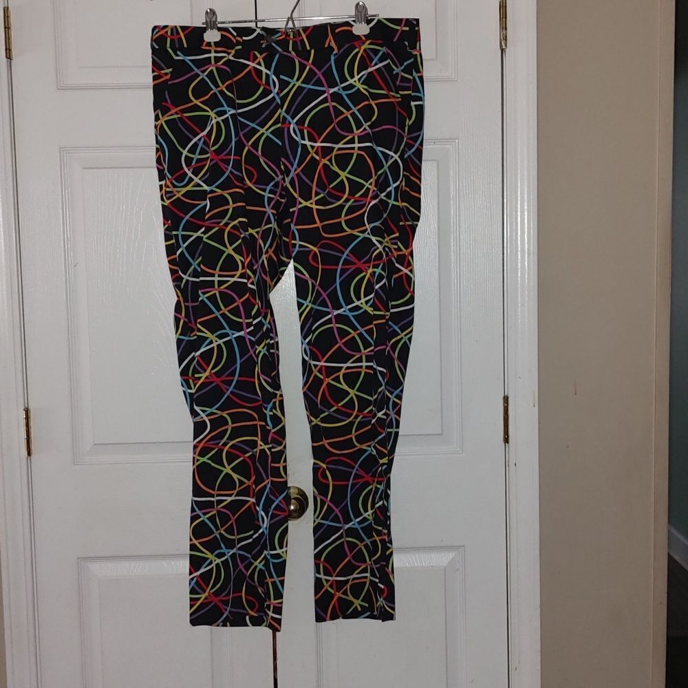 Loudmouth Technicolor Dream Men's Golf Pant  Black w/ multicolor Sz 40x34L  NWOT